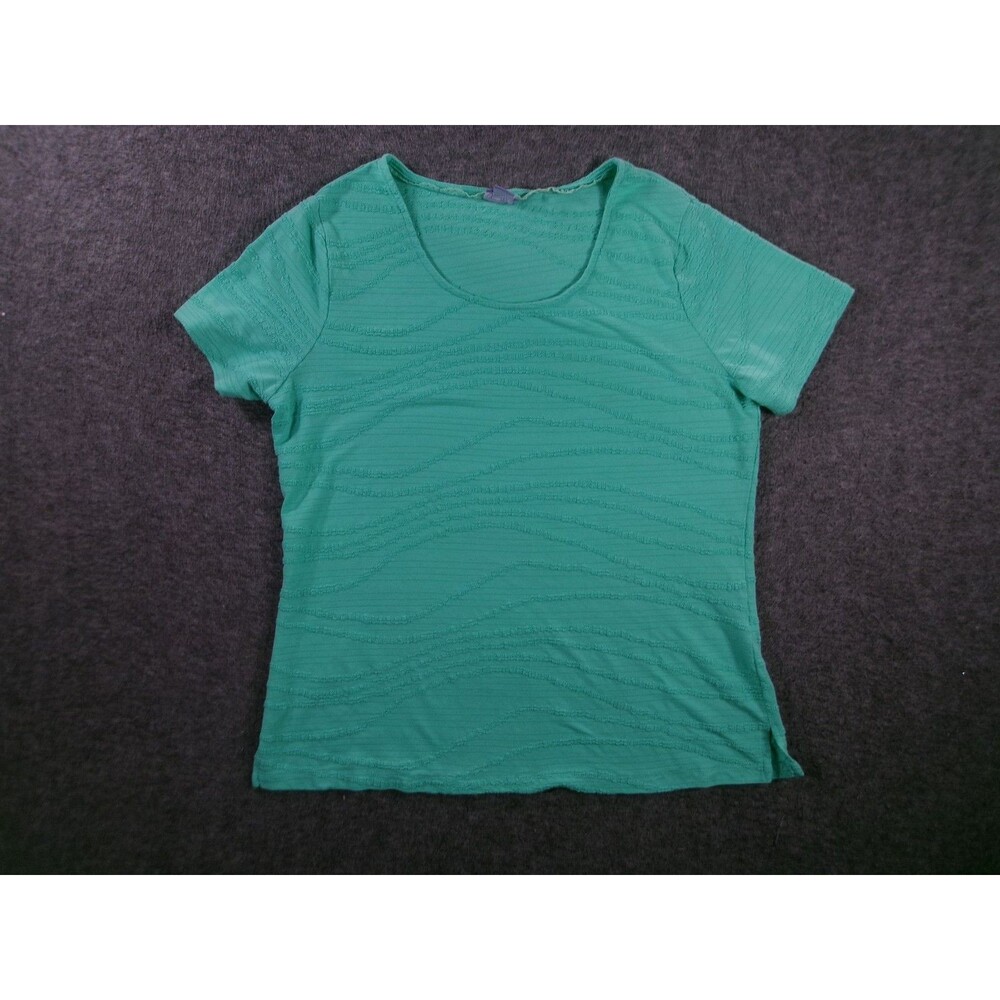 Laura ScotShirt Womens M Green Short Sleeve Textured Scoop Neck Casual Tee